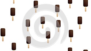Chocolate coated ice cream seamless pattern. Ice lolly. Vector