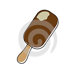 Chocolate coated ice cream. Vector