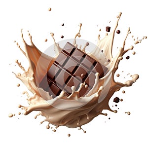 Chocolate, cocoa and coffee milk isolated flow splash, swirl wave.