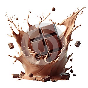 Chocolate, cocoa and coffee milk isolated flow splash, swirl wave.