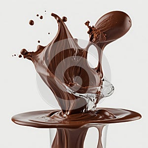 Chocolate cocoa flow, on white background