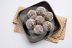Chocolate Coconut sweet Laddoo, Laddu or Ladoo