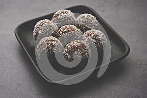 Chocolate Coconut sweet Laddoo, Laddu or Ladoo