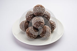 Chocolate Coconut sweet Laddoo, Laddu or Ladoo