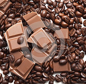 Chocolate and coffee beans