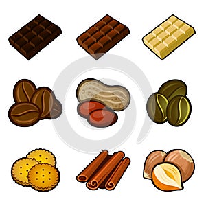 Chocolate and coffee icon set