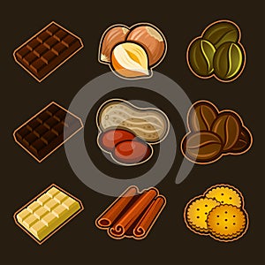 Chocolate and coffee icon set