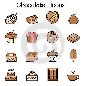 Chocolate color line icon set