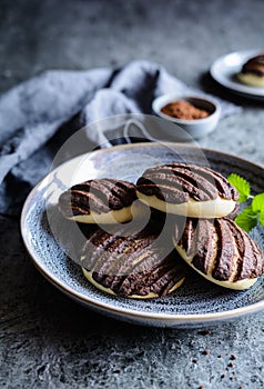 Chocolate Conchas - sweet Mexican breads