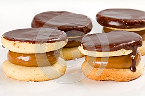 Chocolate cookie with caramel fill