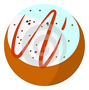 Chocolate cookie icon with white frosting and caramel drip