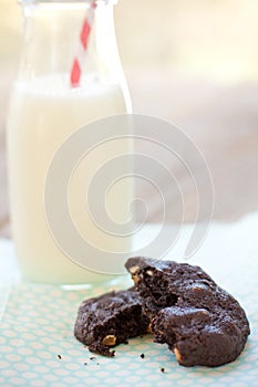 Chocolate cookie and milk