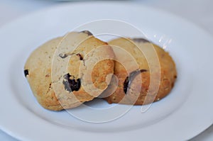 Chocolate cookie and raisin cookie , cooky