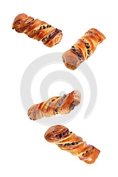 Chocolate cookie Twists on a white isolated background