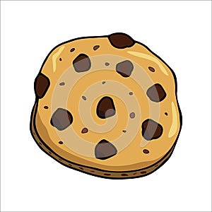 Chocolate cookie with on white background