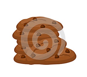 Chocolate Cookies with Choco Chips Snack Food Vector Illustration
