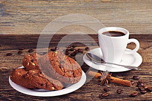 Chocolate cookies and coffee