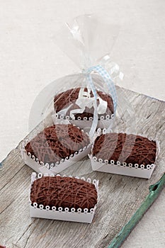 Chocolate cookies in decorative boxes