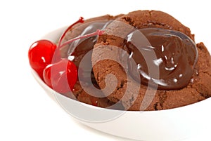 Chocolate cookies with maraschino cherries