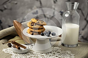 Chocolate cookies and milk