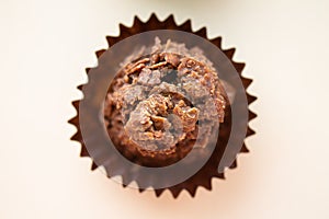 Chocolate corn flake cake in brown paper cupcake case