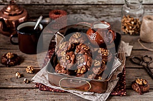 Chocolate, Corn Flake and Walnut Cookies