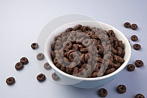 Chocolate corn rings isolated on white background