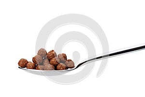 Chocolate cornflakes. A dry breakfast in a spoon.