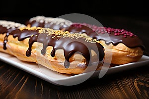 Chocolate covered ecstasy Eclairs with irresistible chocolate toppings