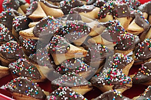 Chocolate covered fortune cookies upclose