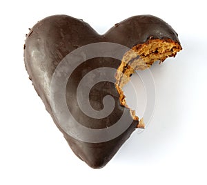 Chocolate covered gingerbread heart
