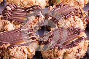 Chocolate covered thumbprint cookies