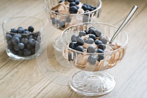 Chocolate cream with blueberries