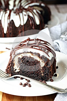 Chocolate cream cheese swirl bundt cake