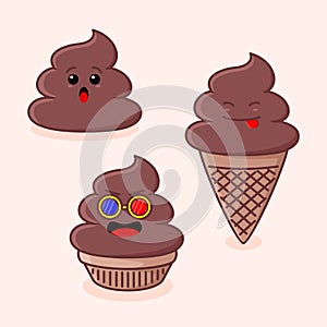 Chocolate cream cute character illustration