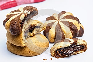 Chocolate cream filled biscuits