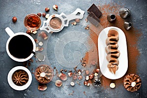 Chocolate cream with hazelnut cocoa coffee and cognac