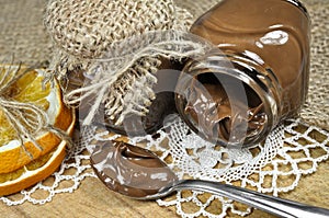 Chocolate cream in little jars