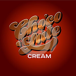Chocolate Cream logo. Lettering from melted chocolate letters. Dessert icon.