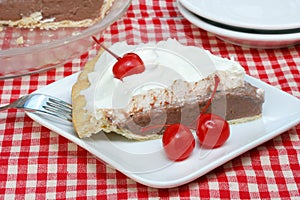 Chocolate Cream Pie with Maraschino Cherries