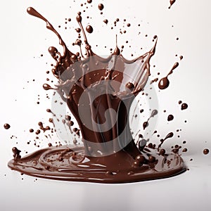 chocolate cream splash on the white background generative AI