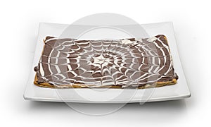 Chocolate crepe isolated on white background, clipping path included