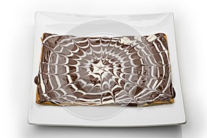 Chocolate crepe isolated on white background, clipping path included