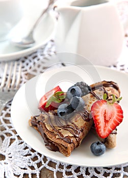 Chocolate crepes with fresh berries