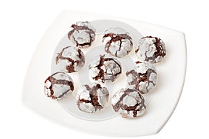 Chocolate crinkles on a plate