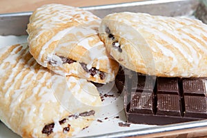 Chocolate croissants with icing