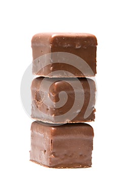 Chocolate cube tower angled view photo