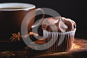 Chocolate Cupcake and Cup of Coffee