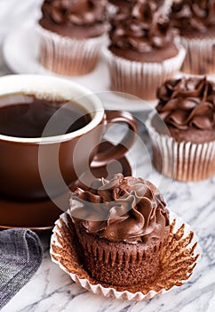 Chocolate Cupcake and Cup of Coffee