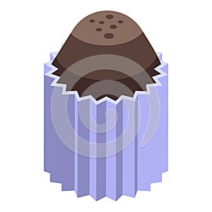 Chocolate cupcake icon isometric vector. Candy festival